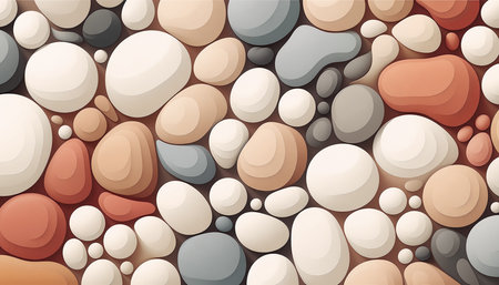 Seamless pattern of colored pebbles. Vector illustration.の素材