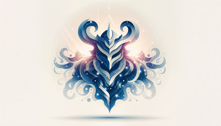 Abstract blue background with ornate floral ornament. Vector illustration for your designの素材