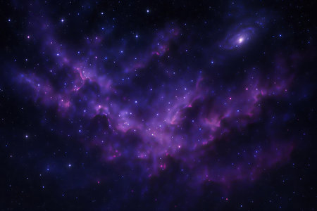 Night sky with stars and nebula as background. Elements of this image furnished by NASAの素材