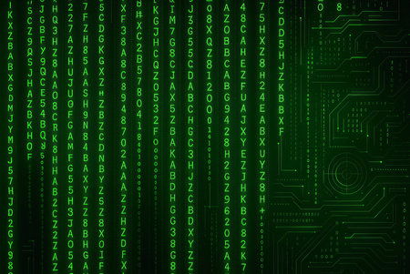 Binary code on green background. Vector illustration. Eps 10.の素材