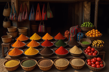 Colorful spices in the market in Bagan, Myanmar (Burma)の素材