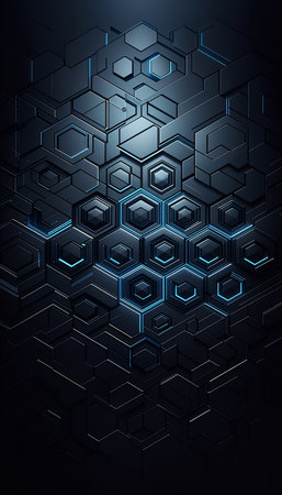 Abstract technology background. Futuristic interface with hexagons. Vector illustration.の素材