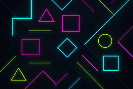 Neon abstract background with geometric shapes. Vector illustration. Eps 10の素材