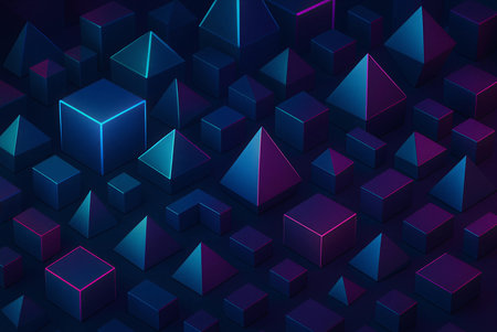 Abstract 3d background with blue and purple cubes. Vector illustration.の素材