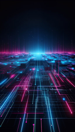 abstract technology background with circuit board, 3d rendering, computer digital imageの素材