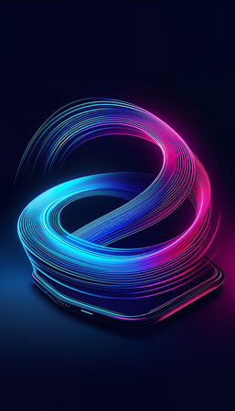 Abstract background with luminous swirling. Elegant glowing spiral.  Sparking particle. Space tunnel. Glossy jellyfish. Colorful ellipse. Glint sphereの素材