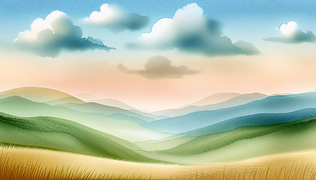 Landscape with hills and clouds. Vector illustration. Eps 10.の素材