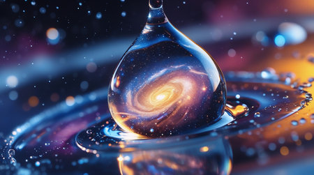 Drop of water on a black background. 3d rendering, 3d illustration.の素材