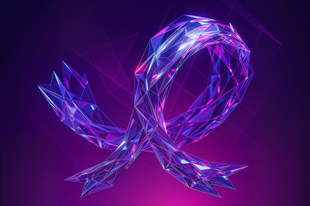 Abstract polygonal symbol on purple background. Polygonal vector illustration.の素材