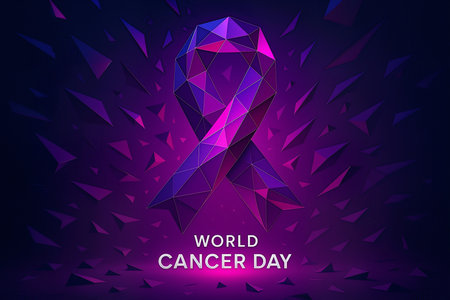 World Cancer Day. Abstract low polygonal background. Vector illustration.の素材