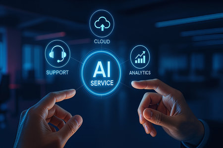 AI, Artificial intelligence, machine learning and automation concept on virtual screen.の素材