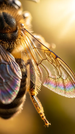 Macro shot of a bee on a sunny day. Shallow depth of field.の素材