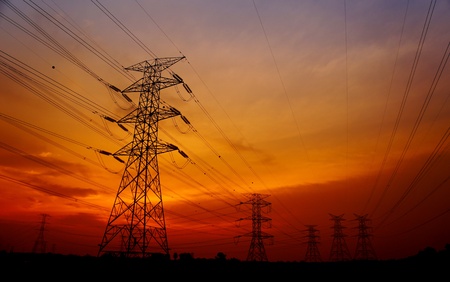 great sunset with pylon tower background        
