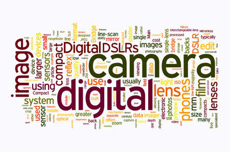 digital camera text clouds on white background