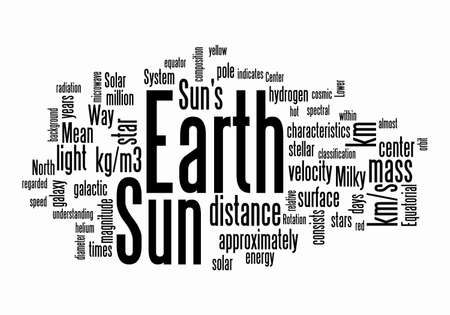 earth and sun system text clouds on isolated background