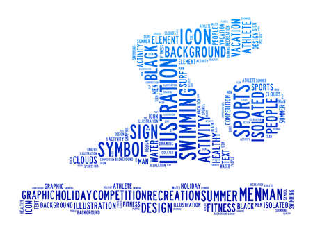 swiming symbols text clouds on isolated backgroundの写真素材