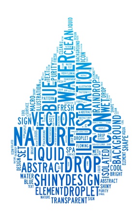 water drop text clouds on isolated backgroundの写真素材