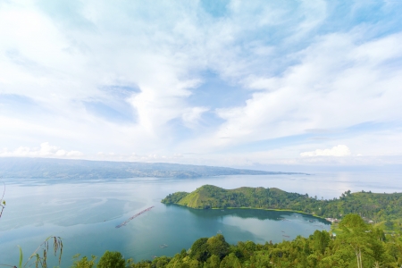 toba lake and natural cloudscapeの写真素材