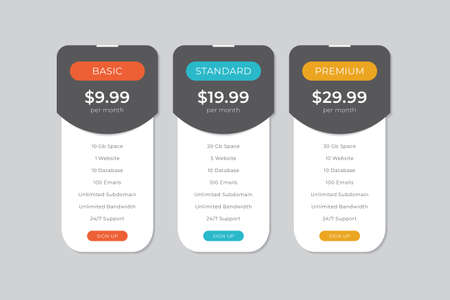 Pricing Tables Vector Designのイラスト素材