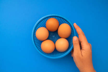 eggs in a plastic containerの写真素材