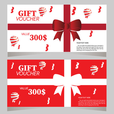 Gift voucher template with clean and simple background. vector illustration red and whiteのイラスト素材