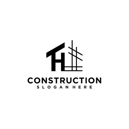 Contruction logo icon with initial H design vector illustrationのイラスト素材