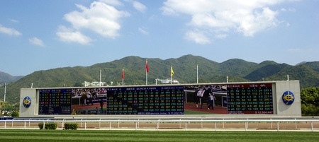 HONG KONG - March 18  Mercedes-Benz Hong Kong Derby 2012 is held in Shatin racecourse on March 18, 2012, Hong Kong, China  It is one of the most prestigious races on the domestic racing calendar  のeditorial素材