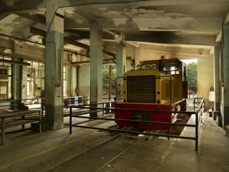 Train in the old service depot which is turning to be a train museum in Taiwanのeditorial素材