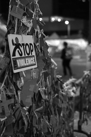 HONG KONG, OCT 8: Umbrella Revolution in Causeway Bay on 8 October 2014. Hong Kong people are fighting for a real universal suffrage for the next chief executive election.のeditorial素材
