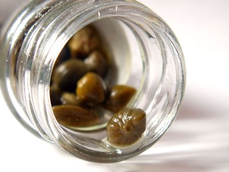 capers in a glassの写真素材