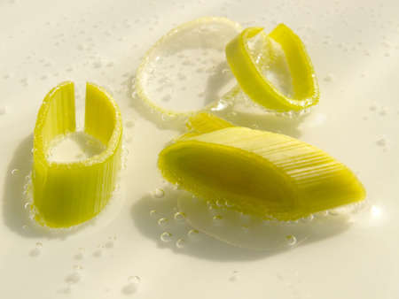 leek in waterの写真素材