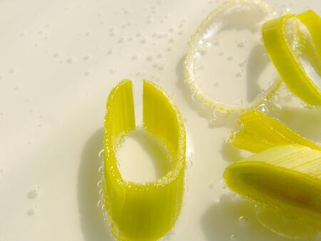 leek in waterの写真素材