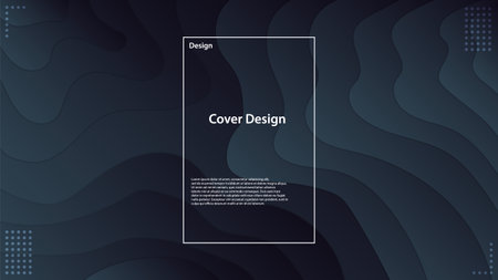 Dark Fluid Shapes. Abstract Background with Wavy Shapes. Gradient Landing Page. 3d Flow Shapes. Vector Illustration. Futuristic Layout. Futuristic Cover Design. Cover Page.のイラスト素材