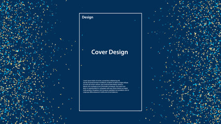 Gold glittering confetti on dark blue background. Vector illustration.のイラスト素材