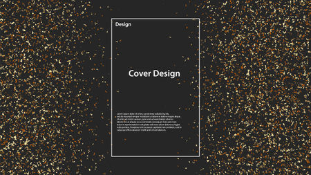 Gold glitter confetti background. Gold sparkles on a black background. Vector illustration.のイラスト素材