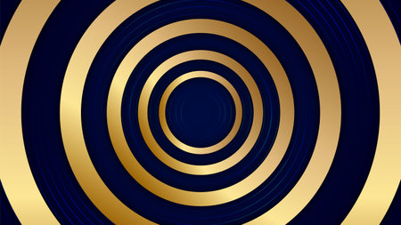 Abstract dark blue and gold background with concentric circles. Vector illustrationのイラスト素材