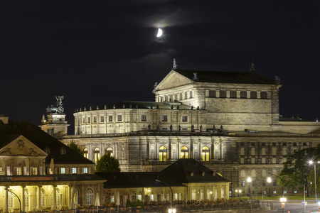 Old city at night, Dresden, Germanyのeditorial素材
