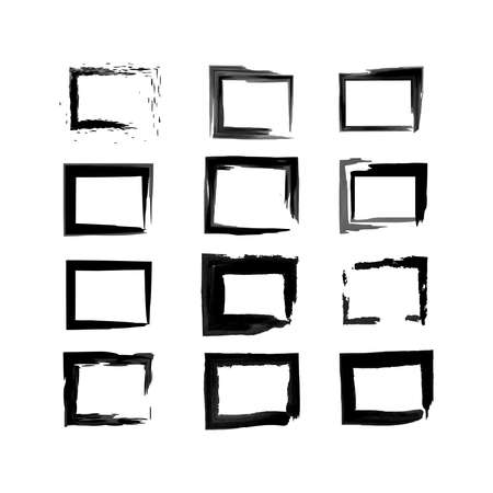 Set of black paint, ink brush strokes, brushes, lines.のイラスト素材