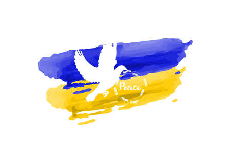 The dove - the sign of peace, on the flag of Ukraineのイラスト素材