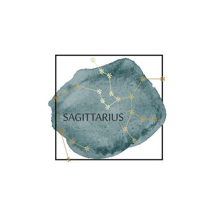 Zodiac constellations -Sagittarius. Horoscope line symbols on white background.のイラスト素材