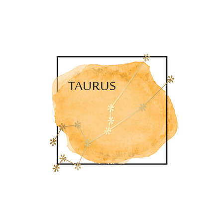 Zodiac constellations - TAURUS. Horoscope line symbols on white background.のイラスト素材