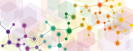 Abstract colorful concept with molecule pattern background. Vector illustration.