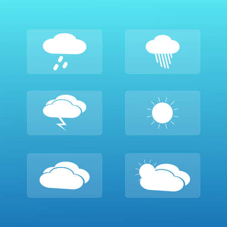 Weather flat vector icons set. Weather forecast iconsのイラスト素材