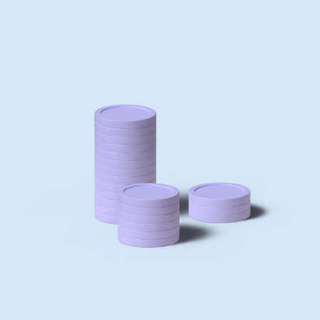 Dollar coins Business investment, 3D illustration.