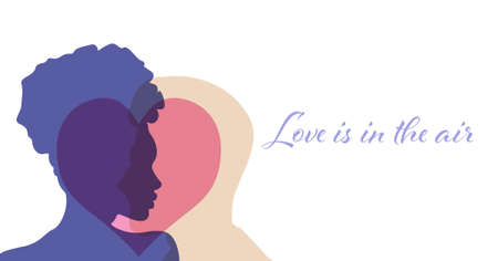 People silhouette head isolated. Love is in the air concept.のイラスト素材