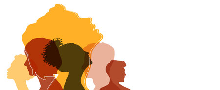 Banner background of human profile silhouette, vector illustrationのイラスト素材