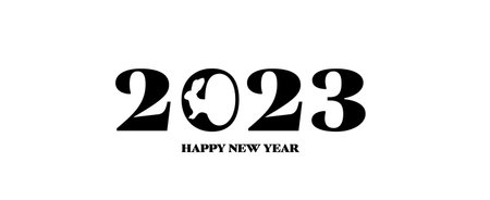 Happy New Year 2023 text design. Year of the rabbit 2023