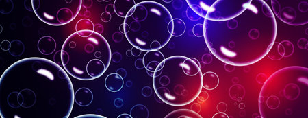 Bright soap bubbles on colorful background.