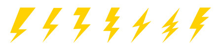 Lightning bolt vector icon set. Flat style.