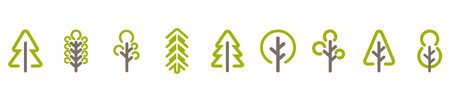 Set of minimal tree line icon.のイラスト素材